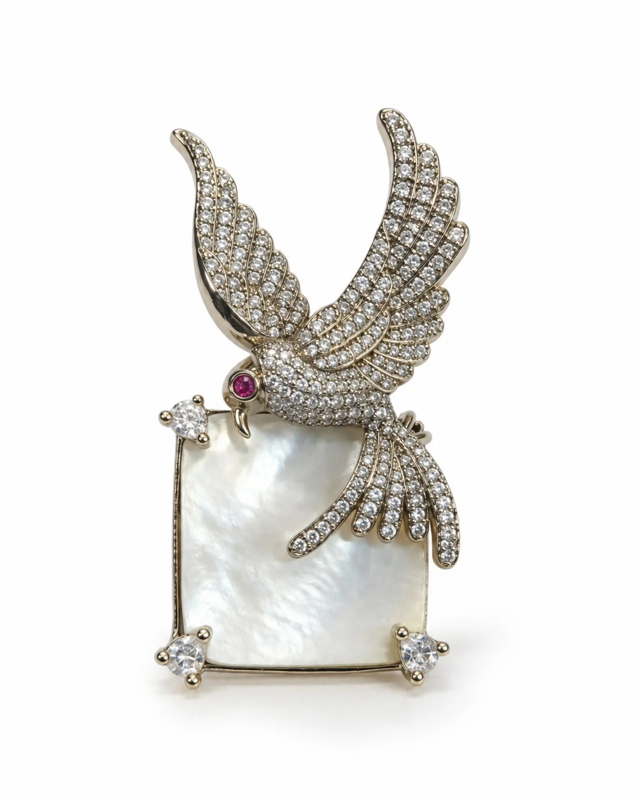 Crystal Eagle Pearl Brooch