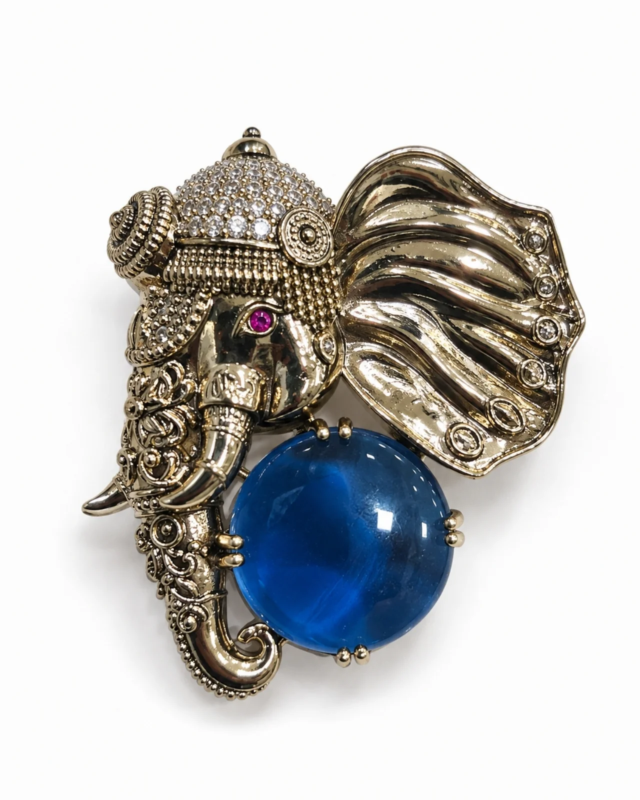 Royal Elephant Blue Stone Brooch