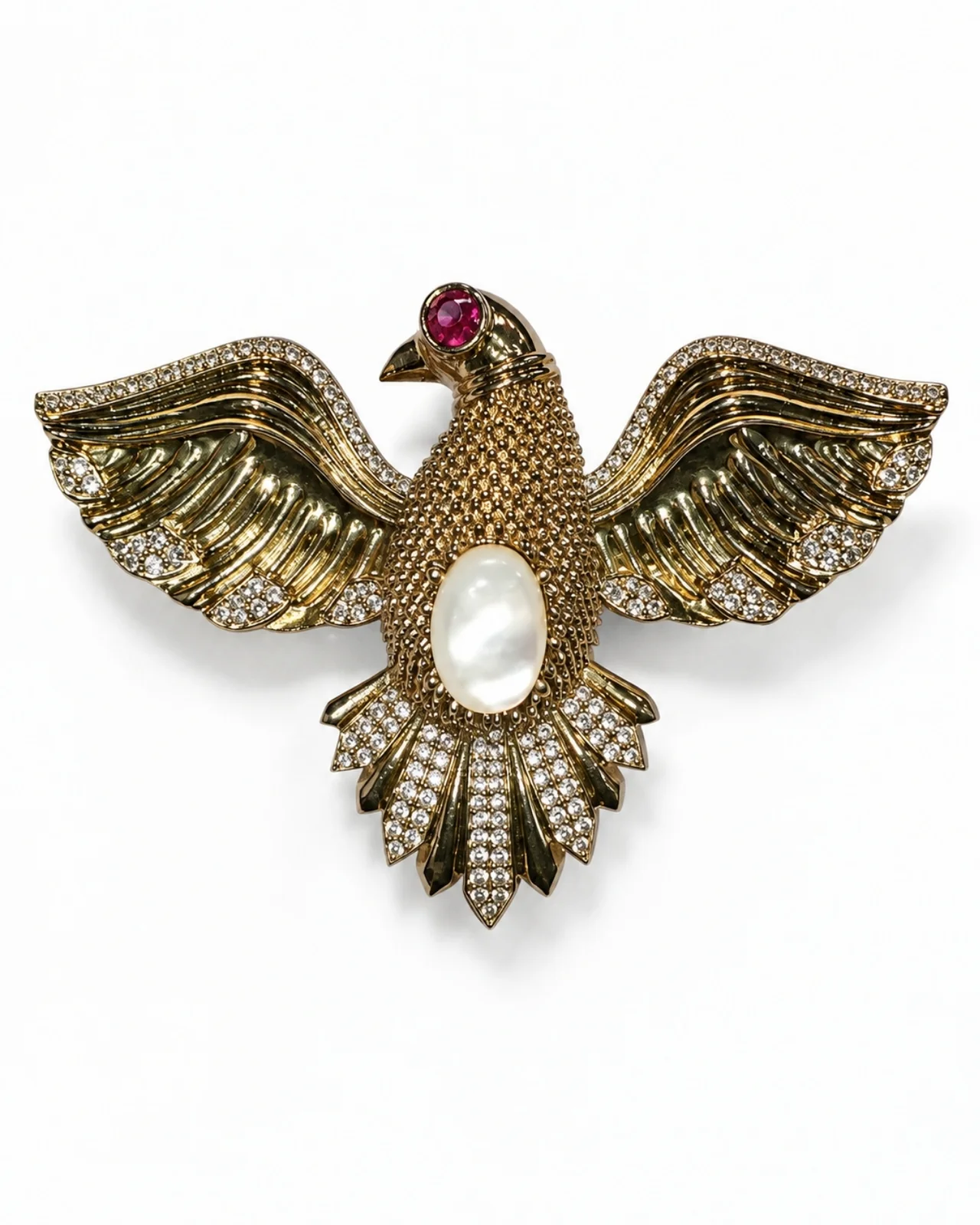 Golden Eagle Pearl Statement Brooch