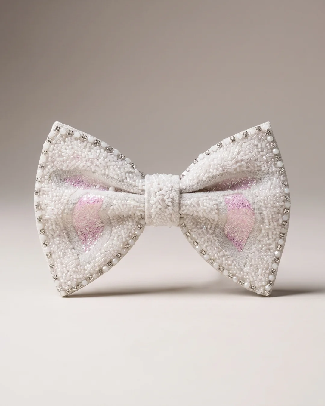 Premium Pearl-White Bow Tie for Men