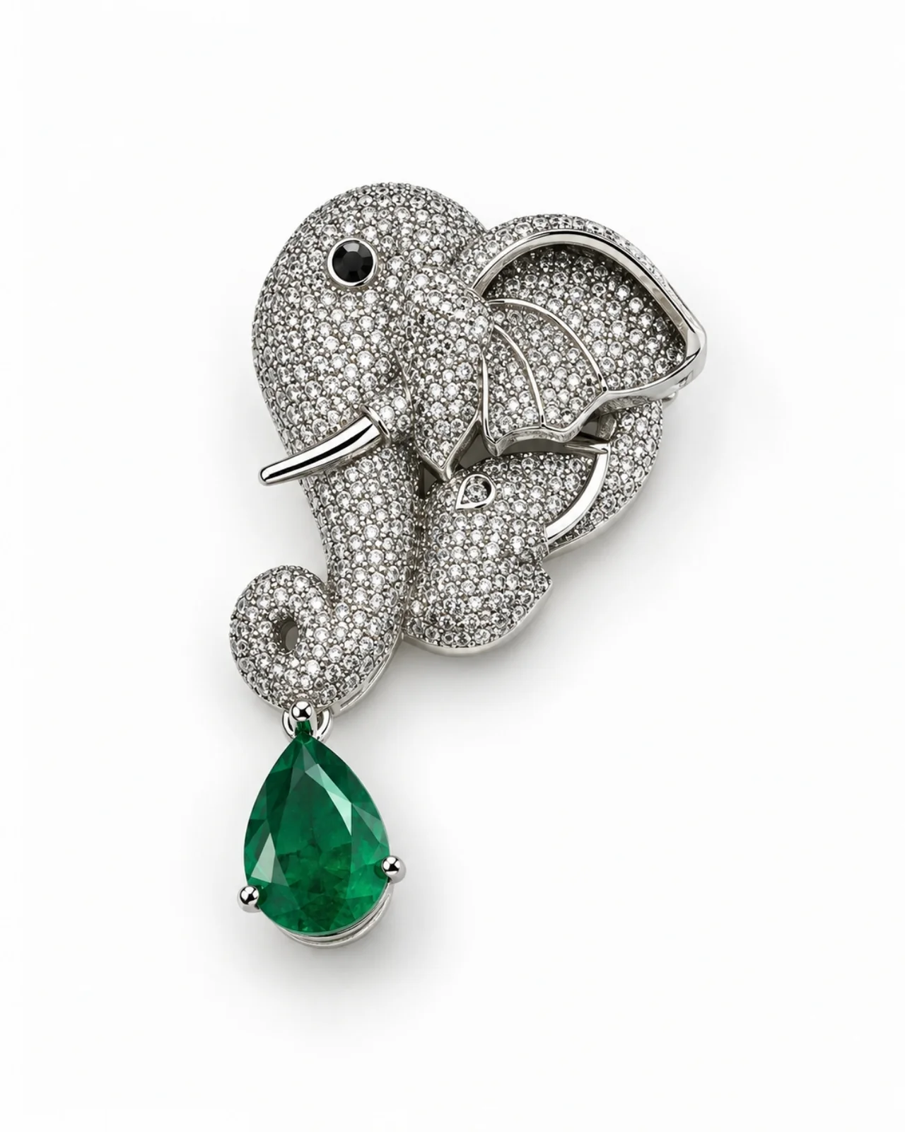 Emerald Elephant Brooch