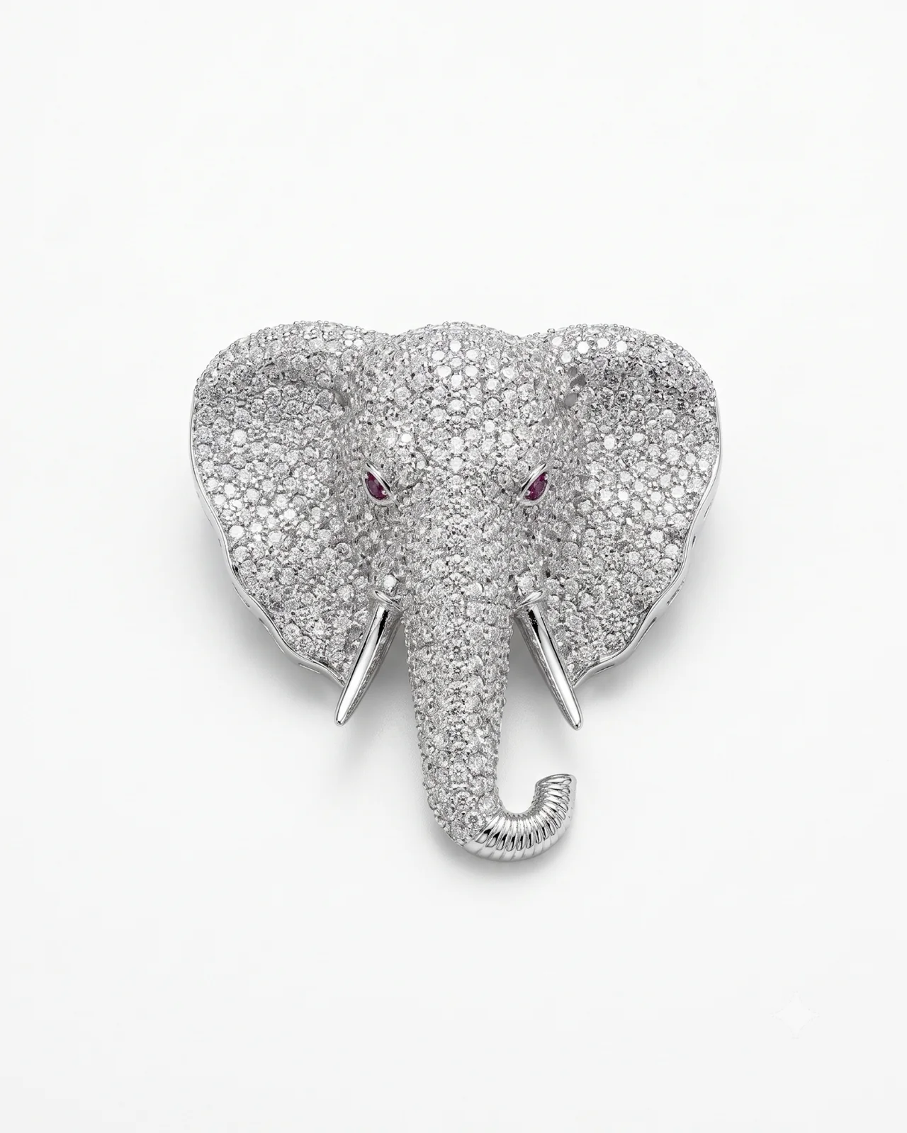 Luxury Crystal-Embellished Elephant Head Brooch
