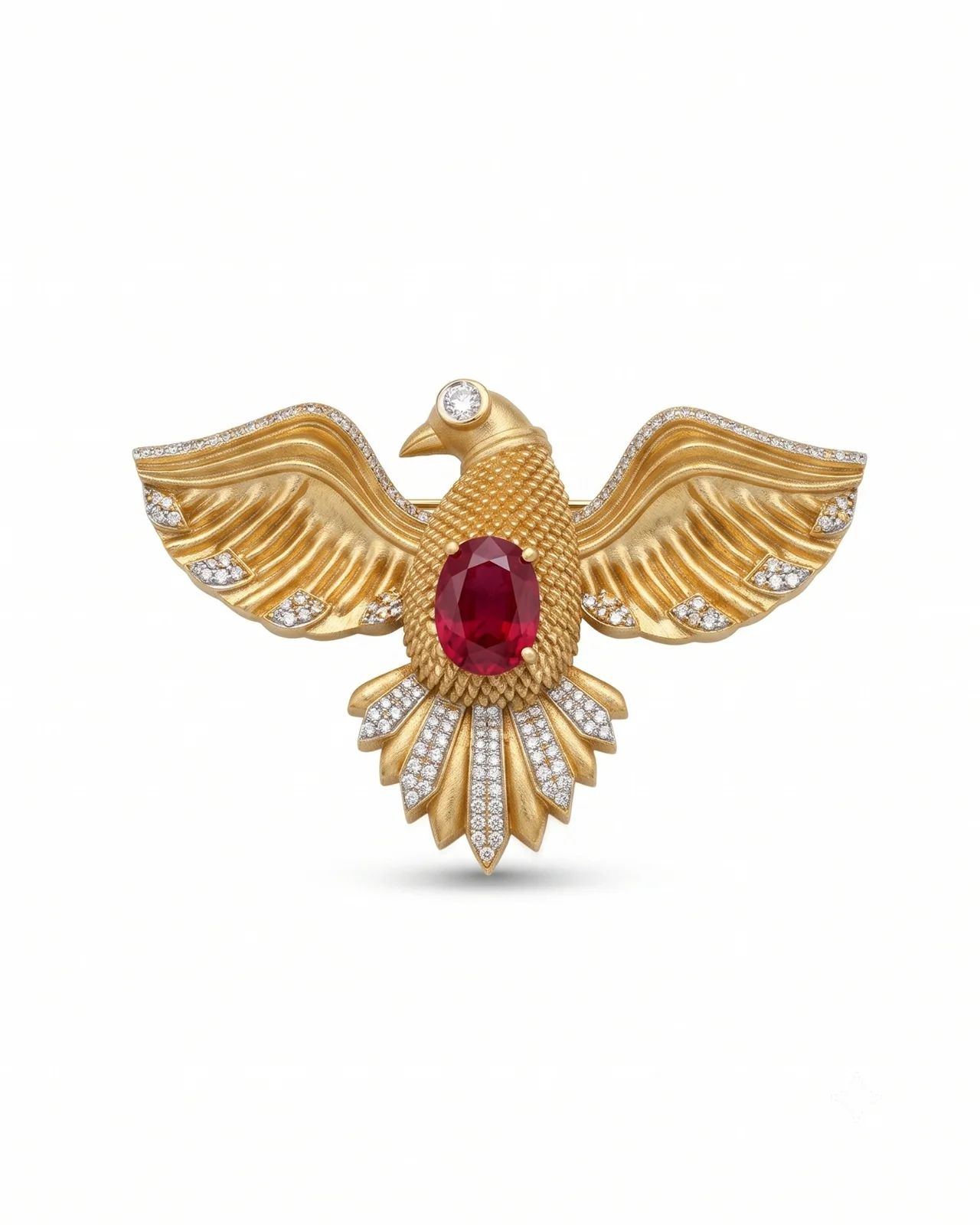Golden Eagle Ruby Statement Brooch