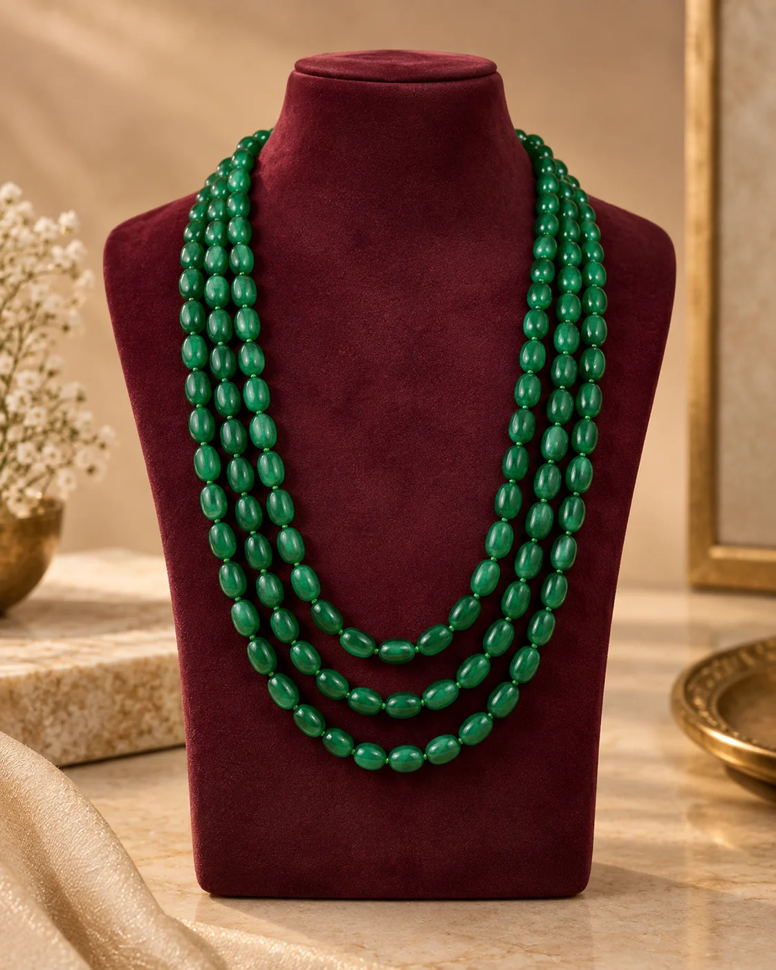 Emerald Green Beaded Multistrand Men’s Mala